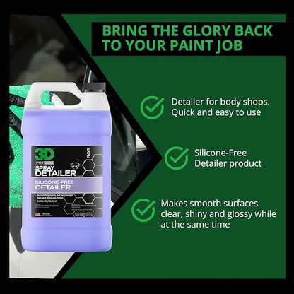 3D Spray Detailer - Silicone-Free Body Shop Detailer Spray for Freshly Painted Vehicles 1 Gallon