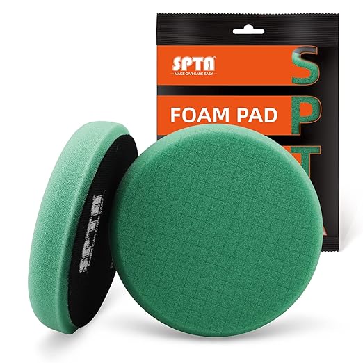 Green T120 Heavy-Cut Polishing Foam Pad, SPTA 1Pc 5.5 Inch Face for 5 Inch 125mm Backing Plate Compound Buffing Sponge Pads for Car Buffer Polisher Compounding, Polishing and Waxing -FPTSS5G