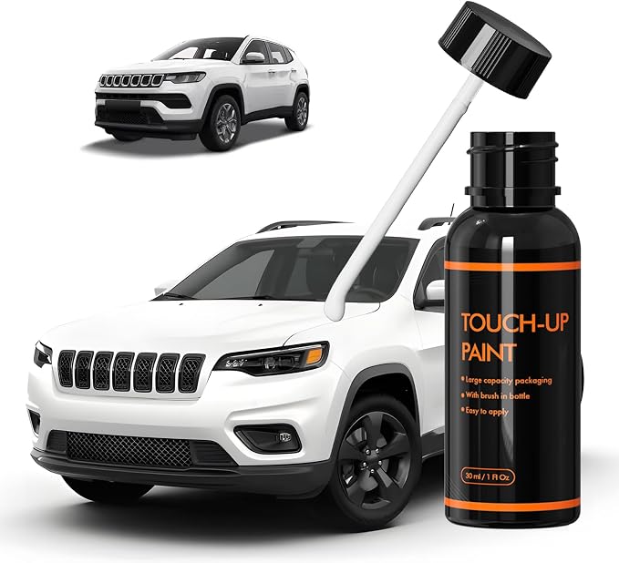 PWQ Pearl White Touch Up Paint for Jeep, DIY Car Paint Scratch Repair Kit, Automotive Paints, Quick & Easy Fix Scratch Repair for Cherokee/Compass