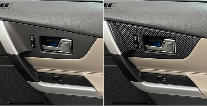 Premium Carbon Fiber Compatible with Ford Edge 2011-2014 2012 2013 SEL/Limited/SE/Sport Accessories Car Front Door Handle Panel Cover Interior Trim Sticker Decal Black 4PCS