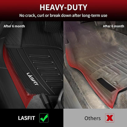 LASFIT Floor Mats Custom Fit for Audi Q5 SQ5 2018-2025(Include Q5/SQ5 Sportback 2021-2025), All-Weather Protection TPE 1st & 2nd Row Car Liners for Audi Accsessories, Easy to Clean, Black