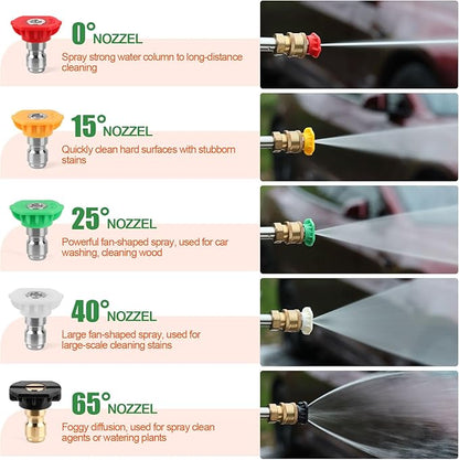 Foam Cannon for Pressure Washer, Pressure Washer Gun with Foam Cannon and 5 Power Washer Sprayer Nozzles Tips for Car Wash Kit Power Washer Gun Foam Soap Cannon for Car Snow Foam Lance