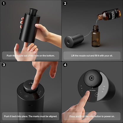 Waterless Essential Oil Diffuser Starter Kit with 30mL Hotel Scent Fragrance Oil Inspired by Ritz-C., Battery Operated Premium Portable Mini Scent Air Machine for Home Car Office, Gold ANX