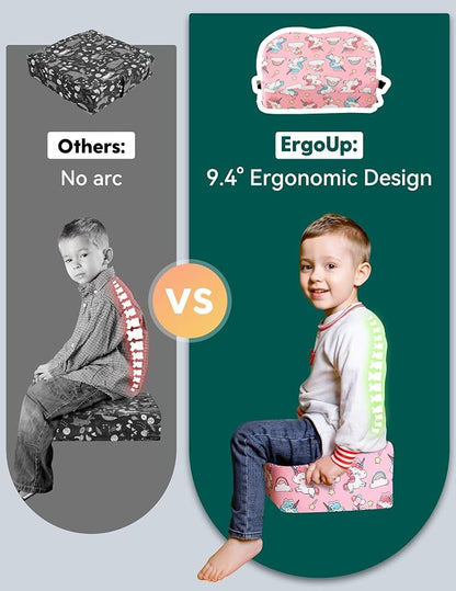 Babelio Ergo-Designed Booster Seat for Kitchen Chair, Promote Proper Upright Posture, Toddler Booster Seat for Dining Table, Removable & Washable Cover, Suitable for 18 Months to 5 Years, Pink Unicorn