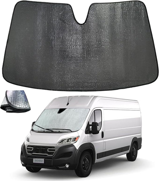 Car Windshield Sun Shade for 2014-2025 Dodge RAM ProMaster Full Size Cargo Van Chassis Cab Cutaway - 5-Layer Bubble Foldable Front Window Sunshade Sun Visor Accessories - Blocks Heat & UV Rays
