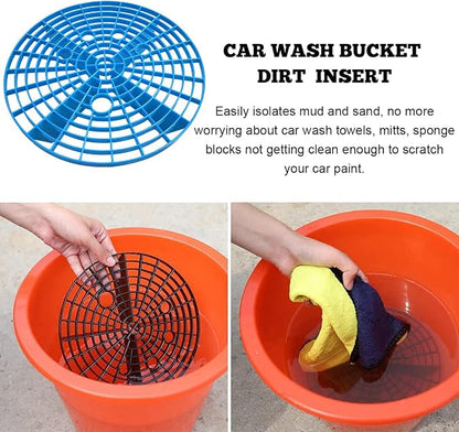 Yourkar 2 PCS Car Wash Inserts, Plastic Vehicle Detail Grit Trap, Auto Wash Dirt Collectors - Fits 12 Inch Diameter Bucket, Universal Car Accessories (Blue)