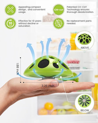 Purriko Fridge Deodorizer,Last up to 10 Years,Refrigerator Odor Eliminator,Fridge Smell Eliminator,More Effective than Baking Soda and Bamboo Charcoal Air Purifying Bags,Green