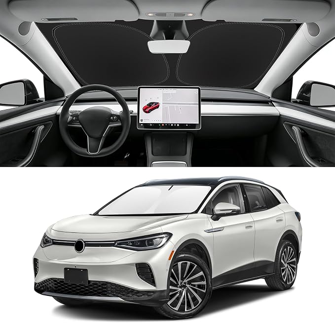 Custom Fit Windshield Sun Shade for VW ID.4 2021-2026, Blocks UV & Heat, Front Window Sunshade Accessorie, Easy Fold & Store Keep Your Car Cooler