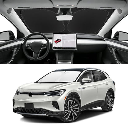 Custom Fit Windshield Sun Shade for VW ID.4 2021-2026, Blocks UV & Heat, Front Window Sunshade Accessorie, Easy Fold & Store Keep Your Car Cooler