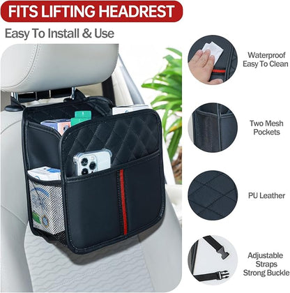 Car Seat Back Organizer with Storage Pockets, 2 Pack Multi Hanging Car Seat Organizer Backseat Car Organizer, Leather Backseat Car Organizer for Kids & Adults with Cup Holders Car Travel Accessories