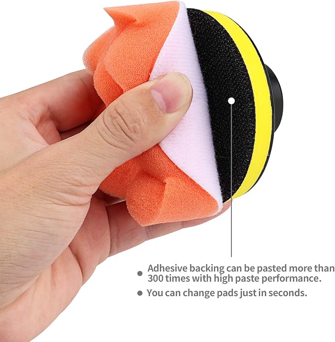 Kshineni Buffing Pads 3 Inch Car Buffer Pad, 22 Pcs Drill Polishing Kit, Polisher Pads Kit Sponge Pads Car Foam Drill for Polishing, Sanding, Waxing, Sealing Glaze