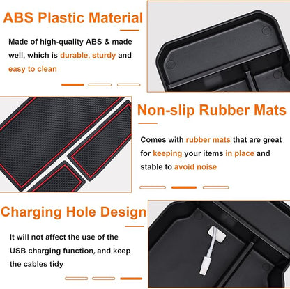 Center Console Organizer Tray Compatible with 2026 2025 2024 2023 Mazda CX-50 Armrest Organizer Tray Secondary Storage ABS Plastic Accessories (Red)