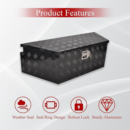 39''Inch Aluminum Trailer Tongue Tool Box Truck Bed Toolbox Truck Trailer Chest Box Underbody Storage Organizer Waterproof Square Storage Organizer w/Lock & Keys Black(‎39" Lx16.5 Wx12 H)