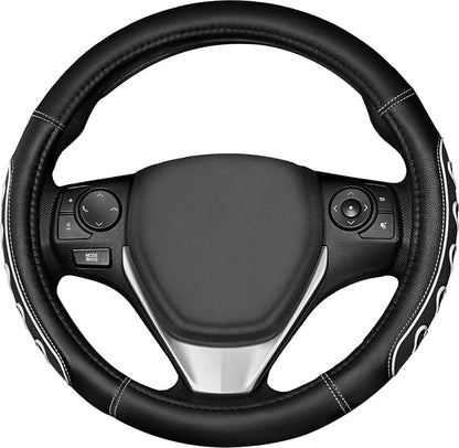 Ventilated Heart-Shaped Steering Wheel Cover with Anti-Slip Leather Grip. Compatible with Ford, Toyota, Honda, Nissan, and Chevrolet Vehicles for 14.5-15.2 inch Round Steering Wheels.