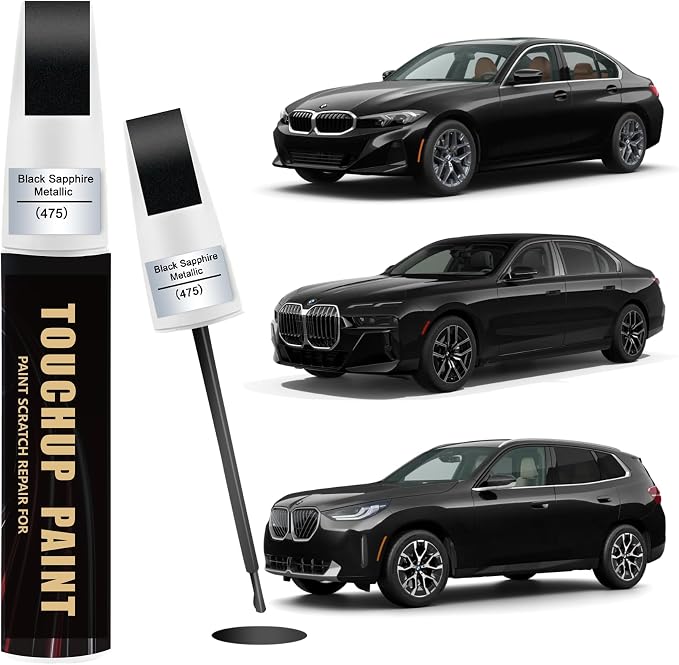 Black Sapphire Metallic(475) Car Paint Touch Up Pen Compatible with BMW, 2-In-1 Color Accurate Touch Up Car Scratch Repair Paint Match BMW Series Automotive Scratch Remover for Nicks & Chips Repair