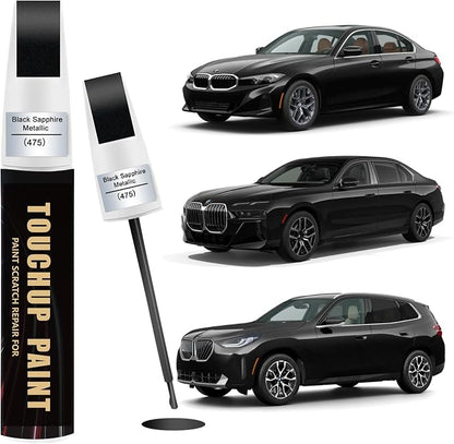 Black Sapphire Metallic(475) Car Paint Touch Up Pen Compatible with BMW, 2-In-1 Color Accurate Touch Up Car Scratch Repair Paint Match BMW Series Automotive Scratch Remover for Nicks & Chips Repair