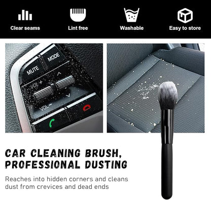 Ziciner 2 PCS Car Detailing Brush, Curved Soft Bristles Auto Removal Dust Collectors, Universal Vehicle Dashboard, Air Conditioner Vents etc Interior Cleaning Tool Accessory (Long-Black/White)