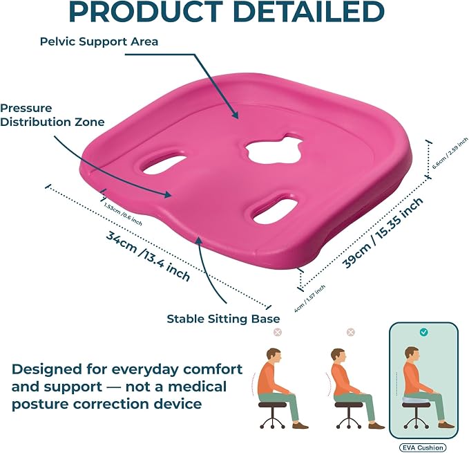 Ergonomic Posture Corrector Seat Support Cradle, High-Density EVA Pelvic Alignment Shaper for Office & Study Chairs, Non-Slip Tailbone Relief Spinal Pad, Durable Firm Design for Teens & Petite Adults