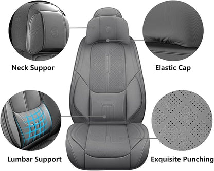 NS YOLO Full Coverage Leather Car Seat Covers for Cars,SUVs and Pick-up Trucks,Car Seat Protector,Automotive Seat Covers,Car Seat Cushion,Grey Seat Cover,Front Seat Cover for 2 Seats
