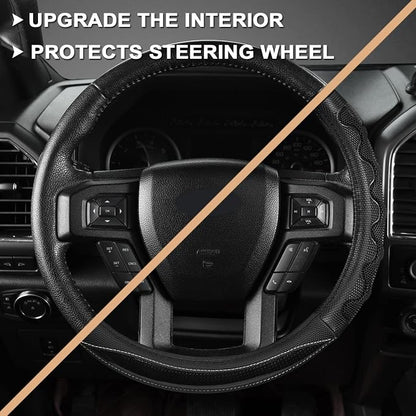 GIANT PANDA Car Steering Wheel Cover for Ford F150 F250 F350 Expedition 15.5-16 inches - Black