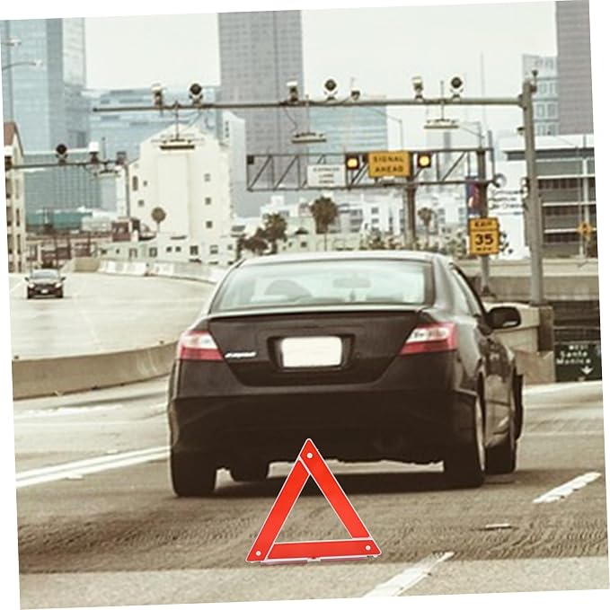 ULTECHNOVO Portable Emergency Warning Triangle Reflector Sign for Roadside Safety Foldable Traffic Alert Tool for Cars and Trucks Durable and Construction