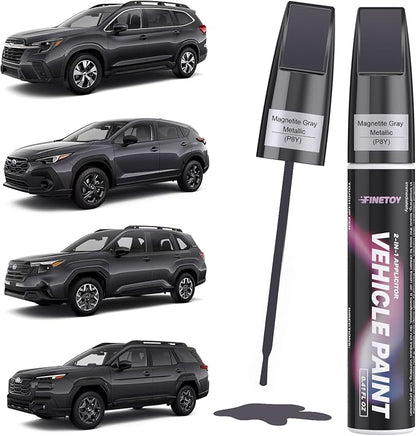 Magnetite Gray Metallic(P8Y) Touch up Paint for Subaru, Quick & Easy Fix for Car Scratches, 2 in 1 Car Touch up Paint with Pen Tip and Brush, Auto Scratch Repair Pen with Exact Color Match