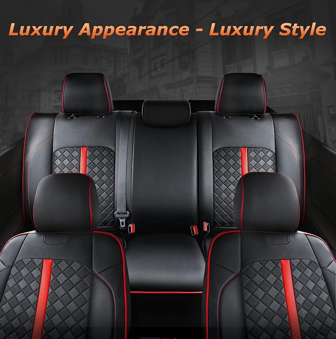 Carlimeki Leather Seat Covers Custom Fit for Tacoma Gen 3rd (2016-2023) Double & Crew Cab, for SR, SR5, Limited, TRD Pro, TRD Sport, TRD Off-Road, Trail Special Edition - Fully Covered