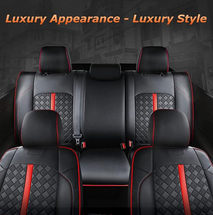 Carlimeki Leather Seat Covers Custom Fit for Tacoma Gen 3rd (2016-2023) Double & Crew Cab, for SR, SR5, Limited, TRD Pro, TRD Sport, TRD Off-Road, Trail Special Edition - Fully Covered