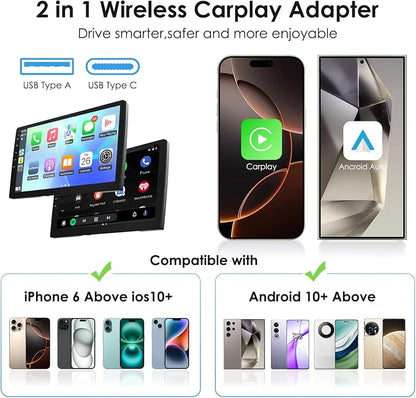 Wireless CarPlay Adapter for Apple CarPlay, Easy to Upgrade Wired CarPlay to Wireless, Instant Connectivity, Super Mini Car Play Dongle for iPhone Android Fit for Cars with Built-in CarPlay (Black)