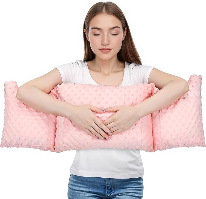 Post-Surgery Mastectomy Heart Chest Pillow with Pockets, Pink Comfort
