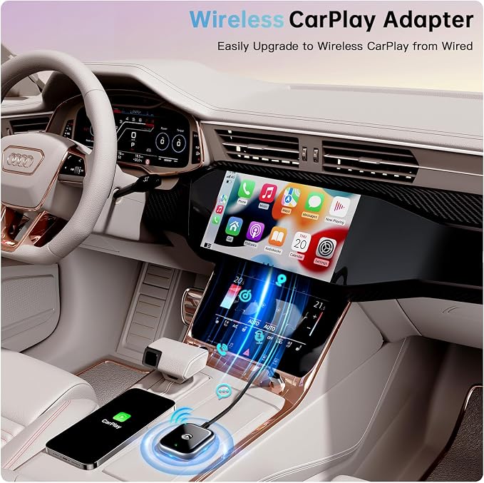 Wireless CarPlay Adapter for Apple CarPlay, Easy to Upgrade Wired CarPlay to Wireless, Instant Connectivity, Super Mini Car Play Dongle for iPhone Fit for Cars with Built-in CarPlay (Black)