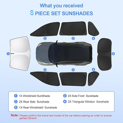 8pcs Car Window Shades for Volkswagen VW Tiguan 2018-2023 Accessories,Windshield Side Rear Full Sunshade,Sun Visor UV Blocking, Privacy Protection and Blackout for Camping Outdoor