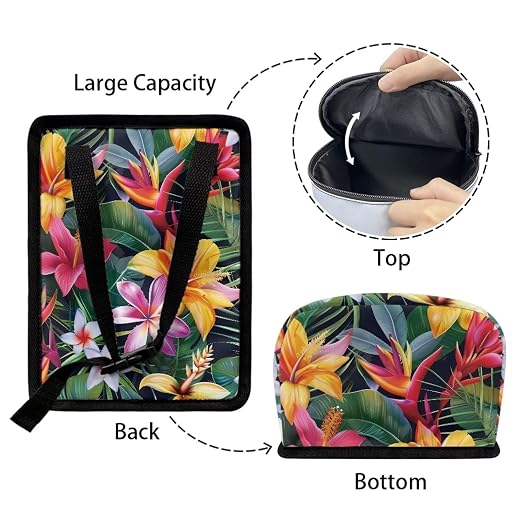 Talayituse Tropical Hiiscus Plumeria Print Car Trash Can with Lid, Leak Proof Auto Trash Bag Hanging Vehicle Garbage Can Multipurpose Storage Container for Back Seat Road Trip