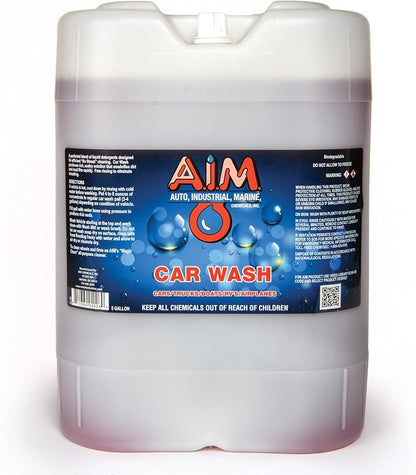 AIM Chemicals Car Wash - High Foam Formula Car Shampoo, Professional Car Wash Shampoo Compatible with Ceramic Coatings - Ideal for Foam Guns - Streak-Free Finish for Detailing - 5 Gal