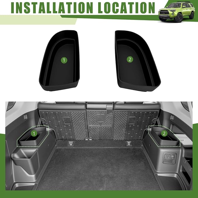 Trunk Organizer for 2010-2024 Toyota 4Runner 5-Seat 2nd Row(NOT Fit 7-Seat 3rd Row), Rear Trunk Storage Box Bin Cargo Tray for 10-24 4 Runner Interior Accessories(2Pcs Upper Side)