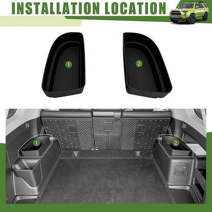 Trunk Organizer for 2010-2024 Toyota 4Runner 5-Seat 2nd Row(NOT Fit 7-Seat 3rd Row), Rear Trunk Storage Box Bin Cargo Tray for 10-24 4 Runner Interior Accessories(2Pcs Upper Side)