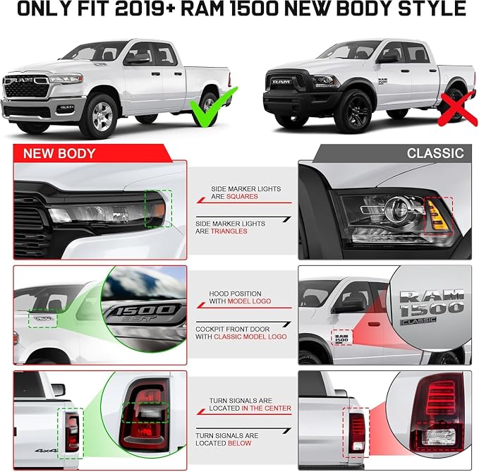 COMNOVA Running Boards Compatible with 2019-2026 Ram 1500 Crew Cab (excl. Classic/2500/3500), 6 Inch Ram 1500 Rock Sliders Nerf Bars Step Bars Made with High Light Stainless Steel.