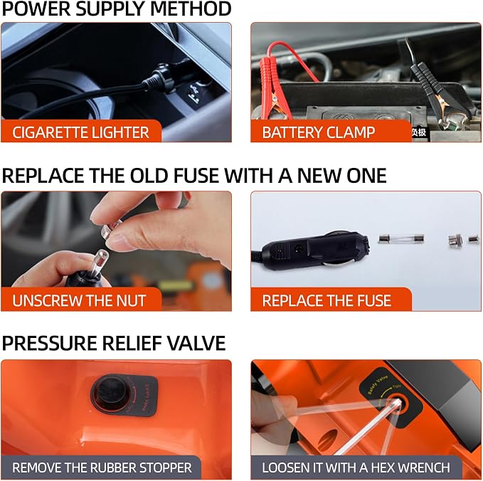 Car Jack Electric Hydraulic Jack 5Ton 155-450mm 3in1 Lift Inflator LED Light 12V Portable Outdoor Home Emergency Tire Change Roadside Rescue Tool for Sedan SUV MPV