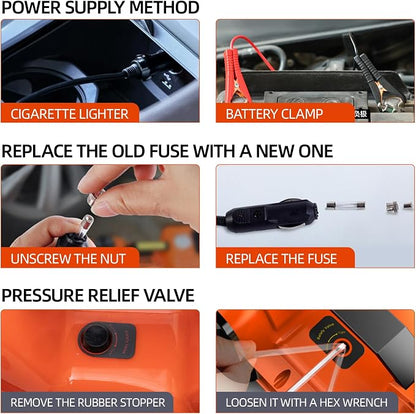 Car Jack Electric Hydraulic Jack Kit 5Ton 155-450mm Lift Inflator LED Light Impact Wrench 12V Portable Outdoor Home Emergency Tire Change Roadside Rescue Set for Sedan SUV MPV Truck
