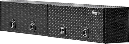 Buyers Products 1721361 Topsider Truck Tool Box, 16x13x96 Inch, Gloss Black Diamond Tread Aluminum, Dual Flip-Up Doors, Locking Compression Latch, Weather Resistant, No-Drill Mount, Made in USA
