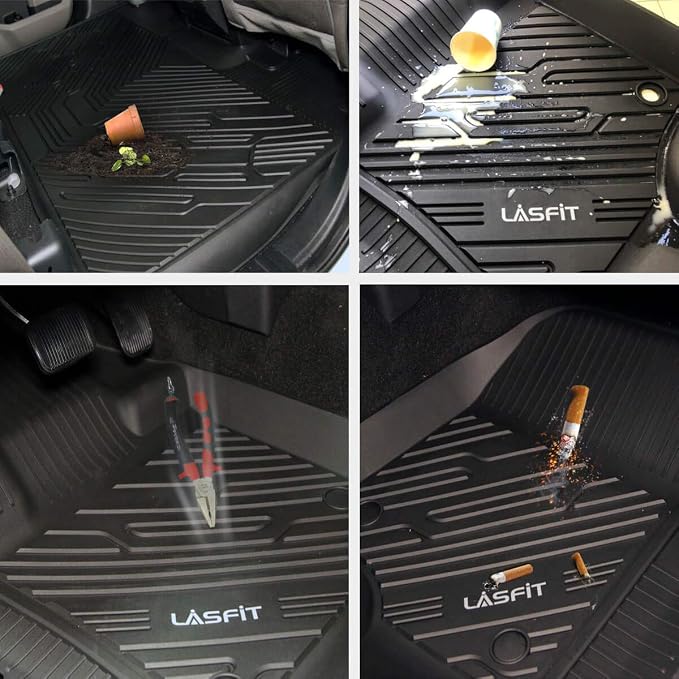 LASFIT Floor Mats&Trunk Mats for Toyota Highlander 8 Seats 2020-2025 2026 (Not for Hybrid), All Weather TPE Floor Liner & Cargo mats for Highlander，Front&Rear 4 Rows mats.