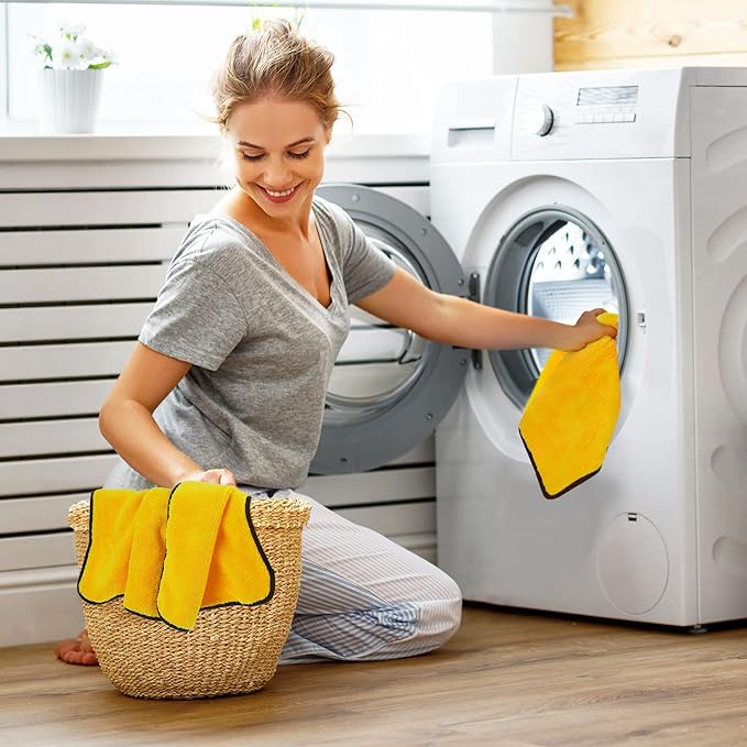 Tallew 40 Pcs Yellow Microfiber Towels: 16"x16" Microfiber Drying Towels Bulk Micro Fiber Car Cleaning Cloth for Cars Drying Washing Polishing Cleaning Household Supplies