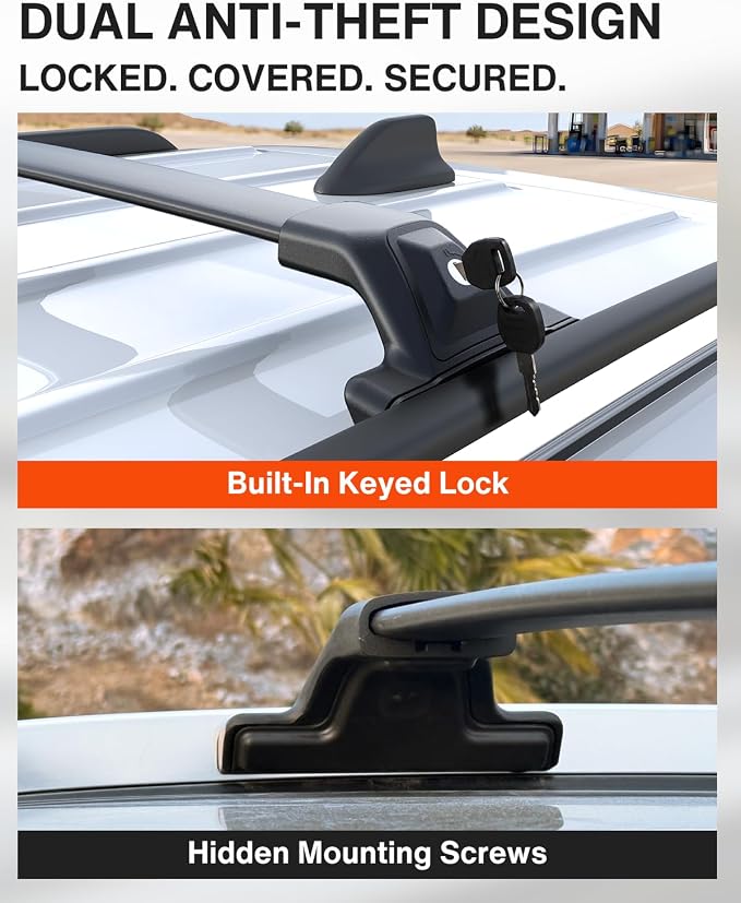 Aluminum Roof Rack Cross Bars with Lock Fit for Honda CRV CR-V 2017-2022, 330lbs Crossbars Anti-Wobble & Wind Noise Reduction Heavy Duty Cargo Carrier Accessories