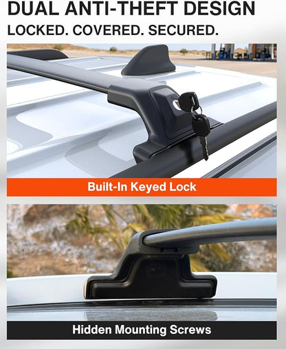 Aluminum Roof Rack Cross Bars with Lock Fit for Honda CRV CR-V 2017-2022, 330lbs Crossbars Anti-Wobble & Wind Noise Reduction Heavy Duty Cargo Carrier Accessories