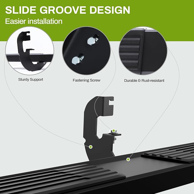 AUTOSAVER88 6 Inches Running Boards Compatible with 2019-2026 Chevy Silverado/GMC Sierra 1500 Crew Cab, 2020-2026 2500HD 3500HD, Black Stainless Steel Side Steps Nerf Bars