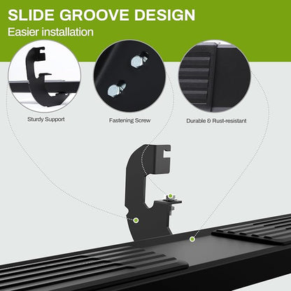 AUTOSAVER88 6 Inches Running Boards Compatible with 2019-2026 Chevy Silverado/GMC Sierra 1500 Crew Cab, 2020-2026 2500HD 3500HD, Black Stainless Steel Side Steps Nerf Bars