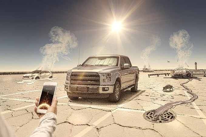 Husky Liners Custom Fit Sunshade | Fits 2015-2024 Ford F-150 (22-24 Lightning SuperCrew) 2017-2024 F-250, F-350 | Sunshade, 1-pc Silver - 97007