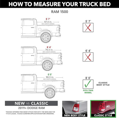 RealTruck TruXedo Lo Pro Soft Roll Up Truck Bed Tonneau Cover | 548901 | Fits 2009 - 2018, 2019 - 2020 Classic Dodge Ram 1500, 2010-21 2500/3500 8' Bed (96.3")