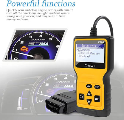 AUCELI OBD2 Scanner Code Reader for Car Check Engine, CAN Diagnostic Tool, Read and Erase Fault Codes, Probe for Emission Monitor Status, Universal for All OBD II Protocol After 1996(Yellow)