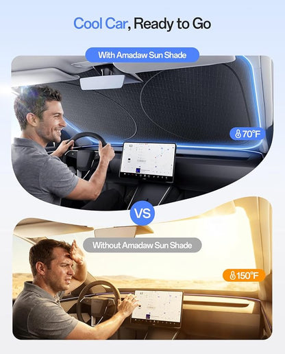 Windshield Sun Shade for Chevrolet Traverse/Blazer 2000-2026, Custom Fit Sunshade, 100% UV Block & Heat Insulation, Foldable Car Sunshade with Storage Bag, Protect Interior Accessories